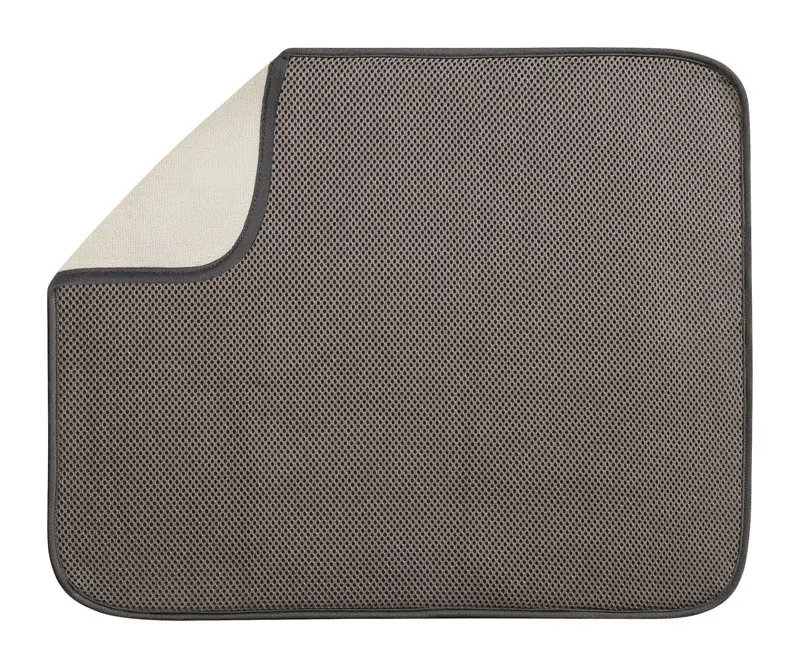 iDesign 6218721 Microfiber Drying Mat, 0.5x16x18", Mocha Microfiber Cloth for Kitchen Home Care