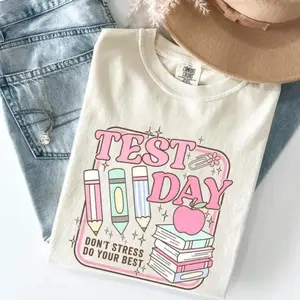 [Collection for Comfort Colors]Test Day Teacher Shirt, Back To School Teacher Tee, Don’t Stress Do Your Best Graphic, Cute Classroom School Shirt, Teacher Life Gift, Student Motivation Tee, Soft Cotton Unisex Shirt For Teachers & Students