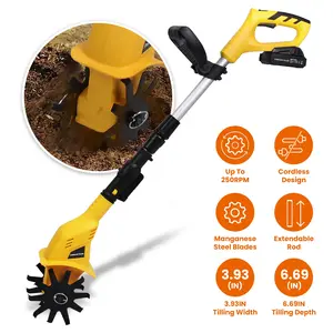 Cordless Electric Garden Tiller Cultivator With 20V Rechargeable Battery 3.93In Width 6.69In Depth 250RPM Max For Garden Yard Farm Lawn High-Speed Rototiller