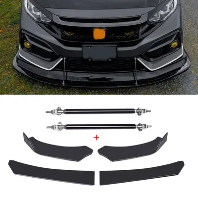 3-Piece Front Bumper Lip Splitter For 2016-2019 Honda Civic Hatchback