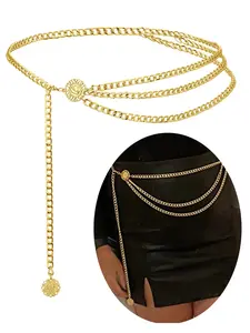 1Pc Sunflower Chain Belt for Women Fashion Plus Size 91/110/130cm Waist Chains Trendy Metal Layered Adjustable Waist Belt Belly Belts for Women Dress Accessories Plus Size Available for Music Festival Dress Accessories Body Jewelry