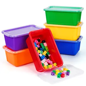 6 Quart Storage Bins with Lids,6 Pack Rainbow Plastic Latching Box for Classroom&Kids Toy Storage Opaque Stackable Shoe Box Size Containers for STEM Morning Tubs, Crafts & Building Blocks