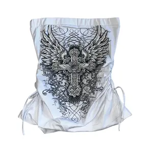 Heaven Rhinestone Tube Top White