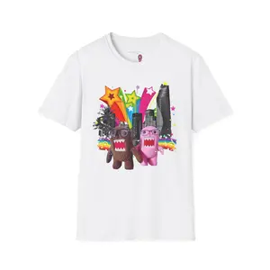 Japanese Characters Holding Hands Frutiger Metro City Skyline Men's & Women's Unisex Tee 100% Cotton