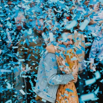 18" Blue Gender Reveal Confetti Cannon - Biodegradable, Smoke-Free, and Easy to Use