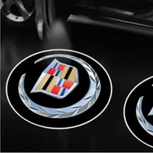 For Cadillac Wireless LED Car Door Welcome Laser Projector Logo Ghost Shadow Night Lights Car Accessories Kits No Magnet Atmosphere Lamp