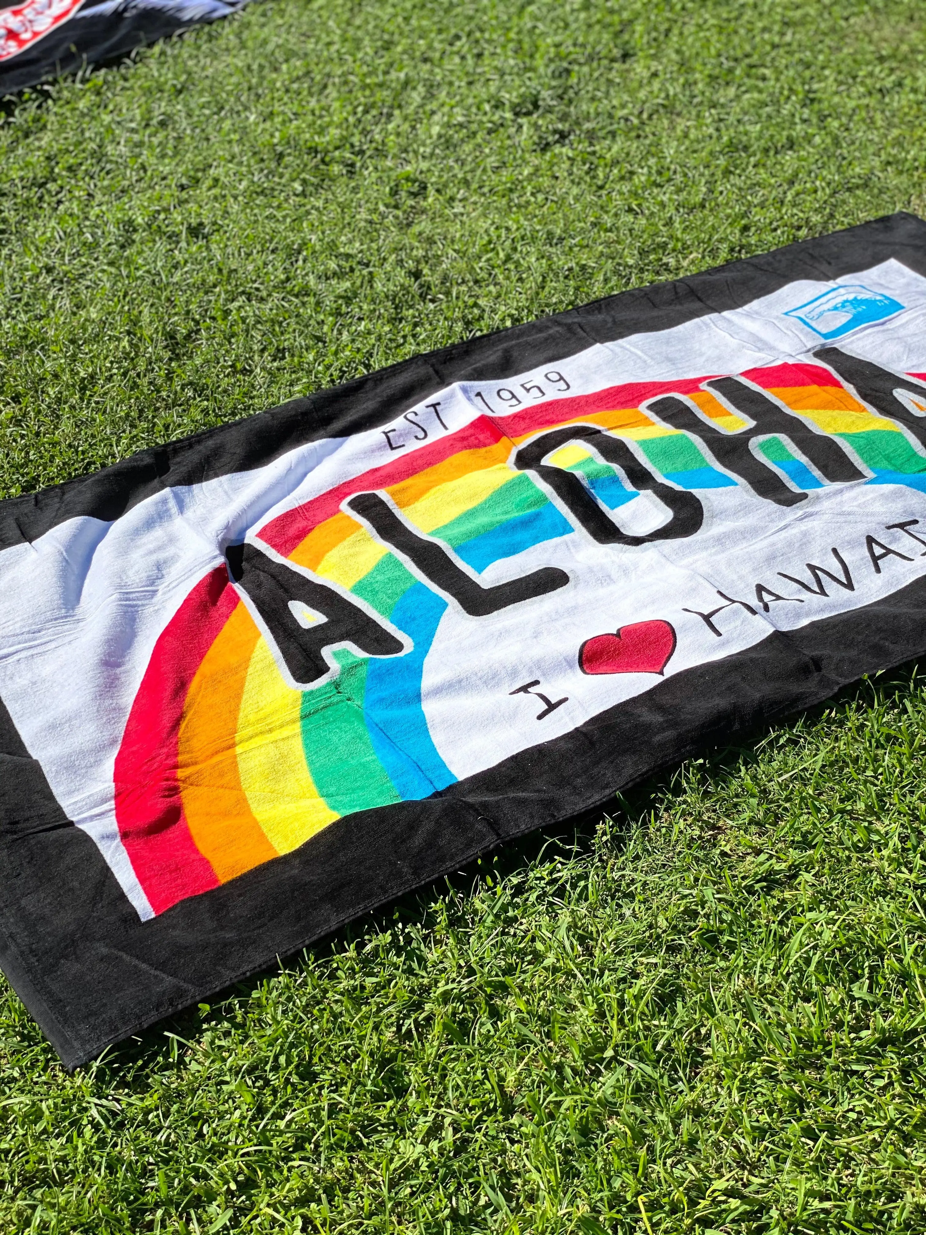 Aloha License Plate Beach Towel, 2 Sizes