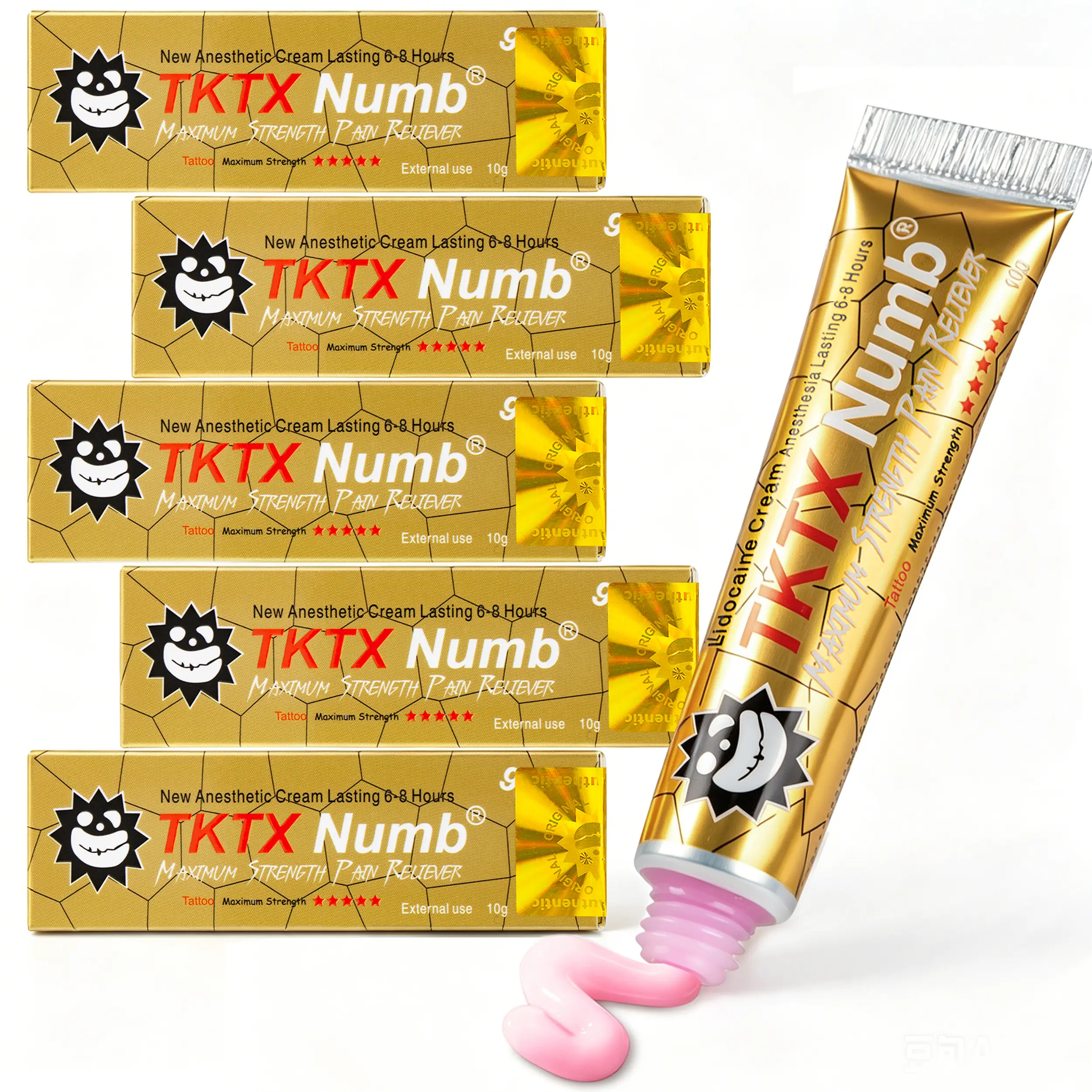 99.9% TKTX Tattoo Numbing Cream Gold - 10g |  Limited Edition VeryStrong | For Tattoos | Waxing | Laser Removal | EyebrowThreading | Tattoo External Cream.