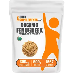 BulkSupplements - Organic Fenugreek Extract Powder - Digestive Support - Healthy Hair and Skin - 500g - 300mg per Serving