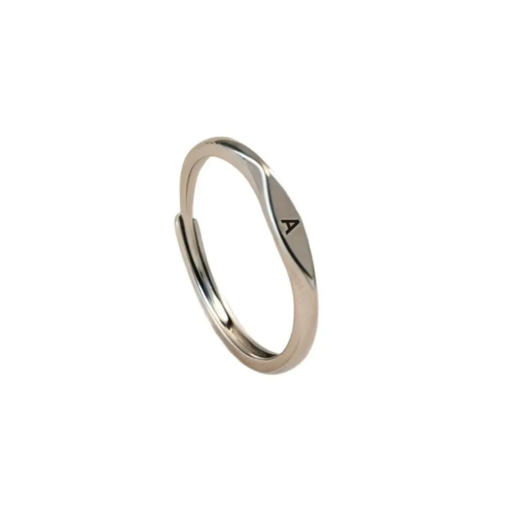 26-Letter Open-Front Adjustable Index Finger Ring, Plain Band, Elegant Unique Minimalist Style for Everyday Wear, Fashion Costume Jewelry