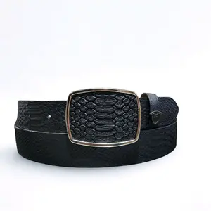 Black Snake Print Belt/Cinto de Piton Imitación