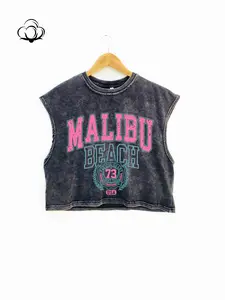 Women's Cartoon Letter Print Round Neck Tank Top, Street Fashion Casual Sleeveless Top for Daily Outdoor Wear, Ladies Clothes for All Seasons, Socks