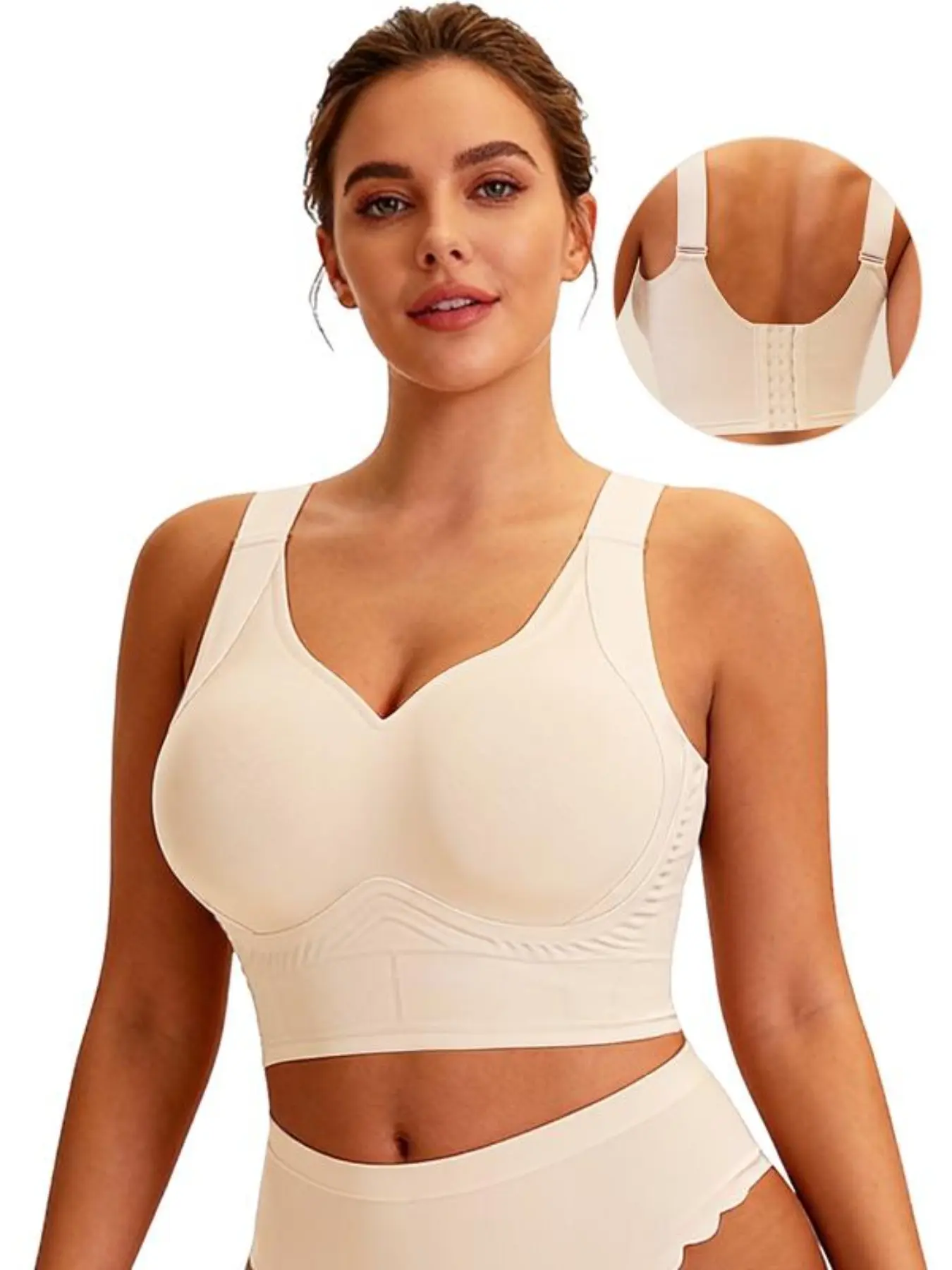 Seamless Jellies Elastic Bra for Women, Seven-Row Hook Closure, Full Coverage, Smooth Back Design, Everyday Daily Wear, Lift & Shape