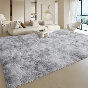 1 piece tie-dye plush soft interior fluffy rug, modern luxury plush rug, absorbent, non-slip and stain resistant, suitable for living room and bedroom areas, home décor, rug