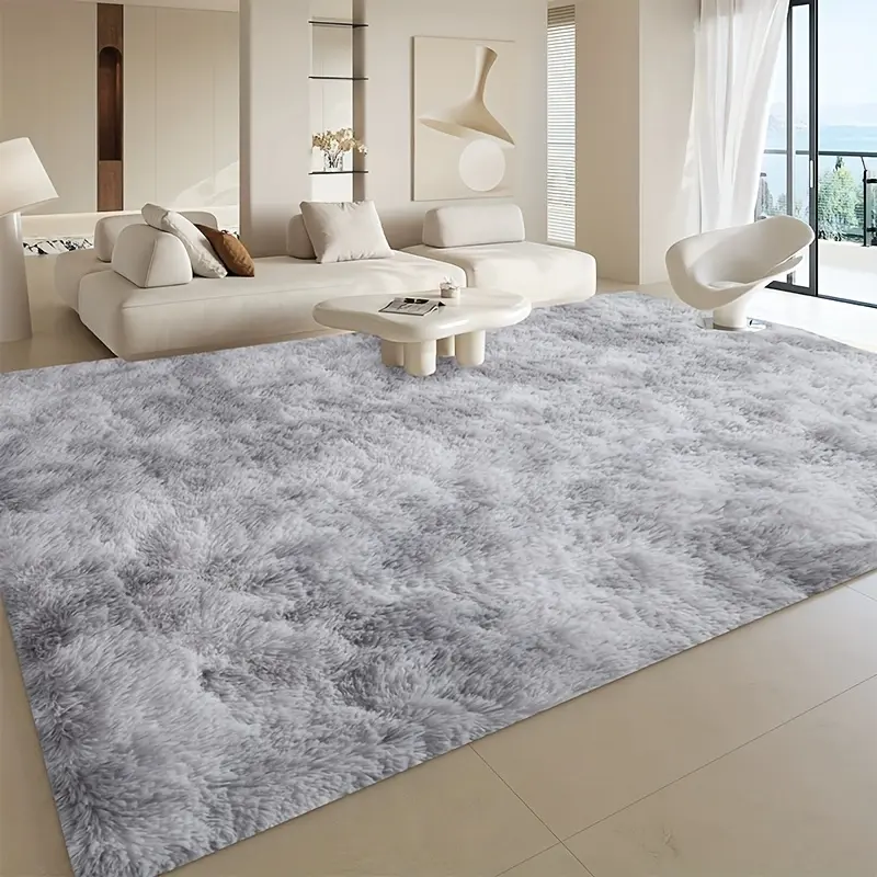 1 piece tie-dye plush soft interior fluffy rug, modern luxury plush rug, absorbent, non-slip and stain resistant, suitable for living room and bedroom areas, home décor, rug