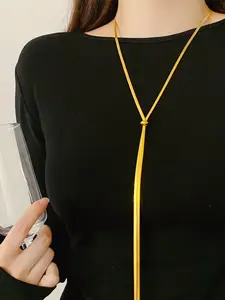 Luxury Long Snake Bone Sweater Necklace, Adjustable Titanium Steel, Elegant and Versatile, Perfect for Parties and Daily Wear, Jewelry Accessories