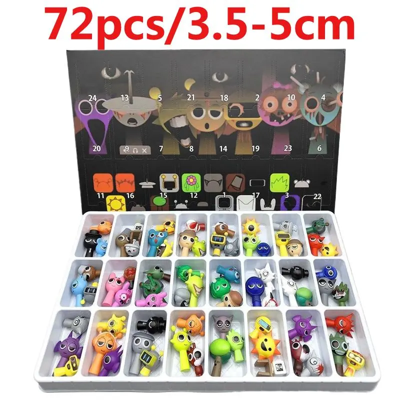 24pcs48pcs72pcs Sprunki Figures Sprunky Game Figuras Model Juguete 4cm Mini Size PVC Sprunky Figurine Toys Boys Set