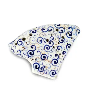 Blue and White Porcelain Tenor Triple Ocarina