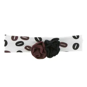 Print Flower Headband in Natural Coffee Beans