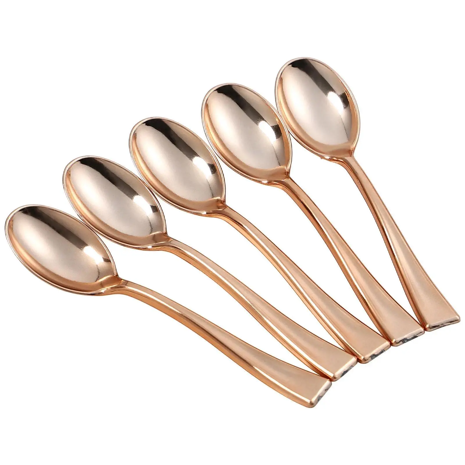 24Pcs Disposable Mini Plastic Cake Spoons, Lightweight Portable Cutlery & Tableware, BPA-Free with Safe Smooth Edges & Metal Finish for Home, Party Use