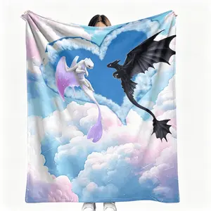 Blankets Toothless Light Fury Flannel Blanket Kids Blanket Adult Blanket Romantic Love Dragon Impression Warm Cozy Lightweight Throw For Sofa Bed Travel Camping Anniversary Engagement Wedding Valentines Birthday Spring Gift Decor Soft Elastic Breathable