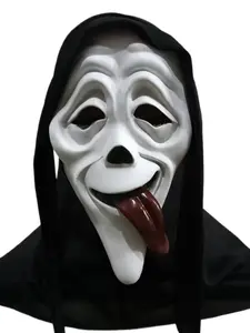 Halloween Christmas Horror Face Mask, Tongue, Natural Rubber Hooded Headpiece, Perfect for Party and Performance, Ages 14+