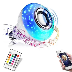 LED Light Bulb Bluetooth Speaker with Remote Control and APP, White+Color Changing - Works with E26 Base Fixture - Perfect Lamp for Home, Party, Bedroom, Indoor Floodlight Bulb