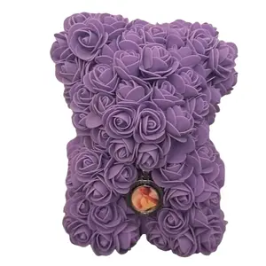 Memorial Bear China Purple Rose Design with Pendant Memories Fade But We Make Memories You Can Hold