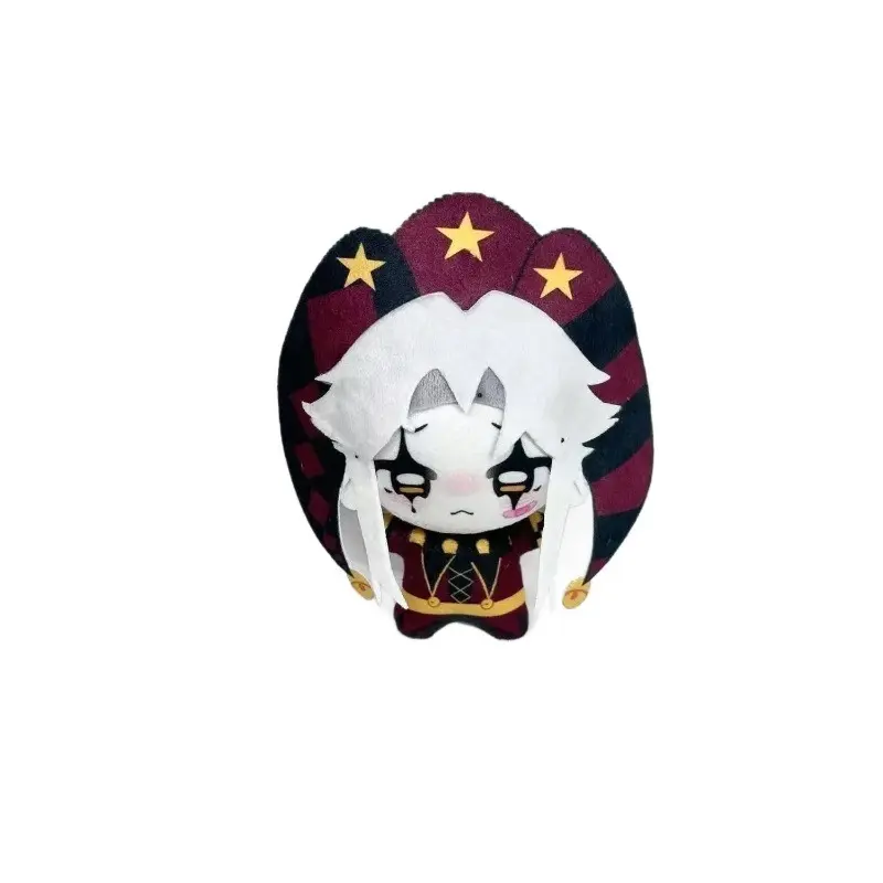 Cute Sad Jester Clown Chibi Plush Doll, Gothic Harlequin Star‑Hat Stuffed Toy, Kawaii Emo Clown Cotton Doll Keychain Gift