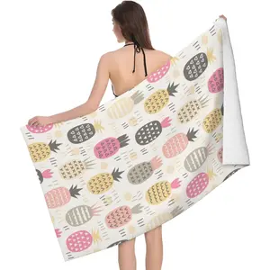 Colorful Microfiber Pineapple Beach Towel Blanket Lightweight Absorbent Quick Dry Sand Swimming Bath Pool Towel Women Girls,28x55 Travel Beach Towel