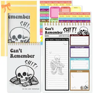Spiral Bound Daily Tear Off Undated To Do List Planner Notepad with Checklist, 52 Sheets Vertical Design for Teachers Office Students, Christmas Appreciation Gift (White Skull)