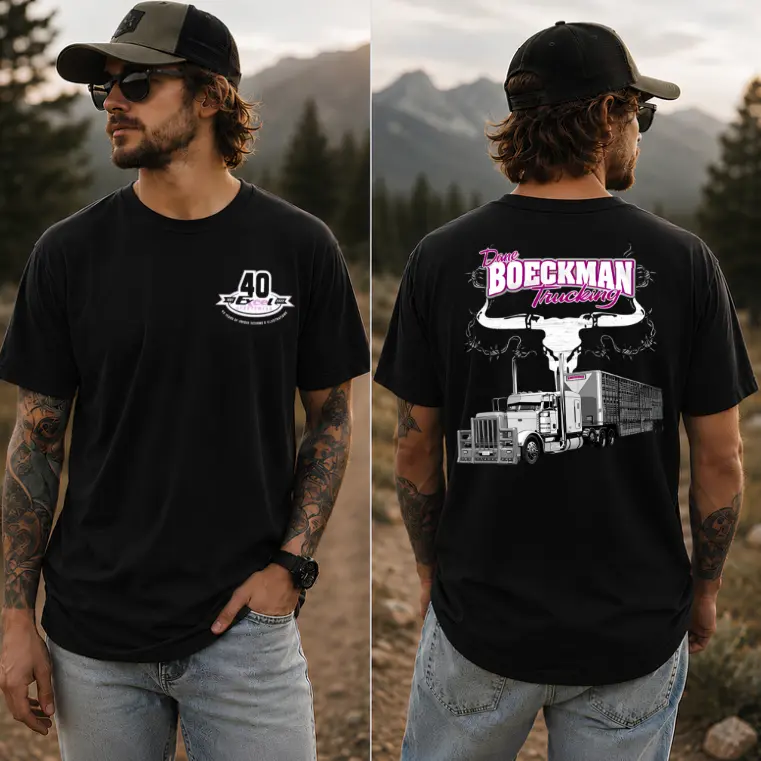 Livestock Hauler Trucking T-Shirt-Sweatshirt, Western Skull Graphic Tee, Chrome Semi Trailer Top, Gift for Cattle Haulers and Diesel Truck Lovers, Gift For Fans, Full Size, Full Color