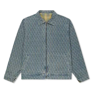 Women's Plaid Flannel Long-Sleeve Reversible Work Jacket, Medium Wash, Women's Coats