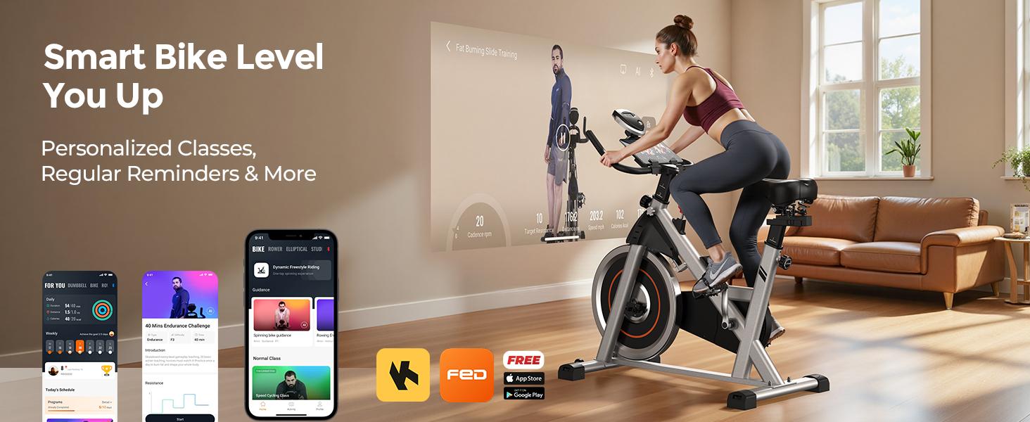 YOSUDA Exercise Bike, Brake Pad Stationary Bike for Home with Exclusive App, Magnetic Indoor Cycling Bike with 300 lb Weight Capacity, Low Noise, Tablet Holder and Fitness Courses