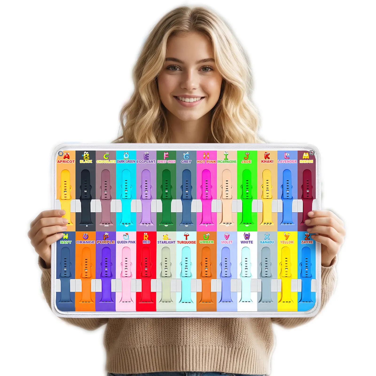 26 Pack Sport Bands Compatible with All Apple Watch Models, 38mm 40mm 41mm 42mm 44mm 45mm 46mm 49mm: Soft Waterproof Alphabet Printed Leopard iWatch Straps for Men & Women, Fits Series 1 10 9 8 7 6 SE, With Band Organizer