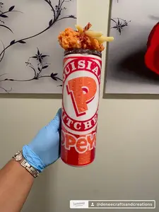 Popeyes Chicken tumbler with Drumstick and Fries Lid