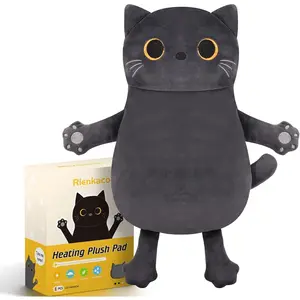 Microwave Heating Pad for Cramps Pain Relief 16x12 Moist Microwavable Period Menstrual Heating Pad for Cramps Back Neck Shoulder Knee Cute Stuffed Animal Heating Pad Grey Cat