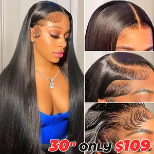 Brazilian 13x6 Lace Front Wigs Human Hair Straight For Women Pre Plucked 13x6 HD Transparent Lace Frontal Wig Natural Hair Line 180% Density TikTokShopBlackFriday