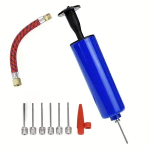 Portable Hand Pump Set with Hoses & Nozzles, Manual Inflation Pump, Air Balloon Pump, Balloon Inflator Tool for Sports Balls & Bicycles, Balloon Party Supplies