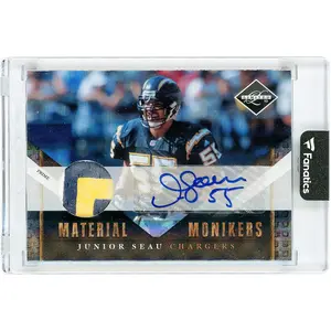 Junior Seau San Diego Chargers Autographed 2010 Panini Limited Material Monikers Game-Worn Relic Prime #31 #10/15 Card - Fanatics Authentic Certified