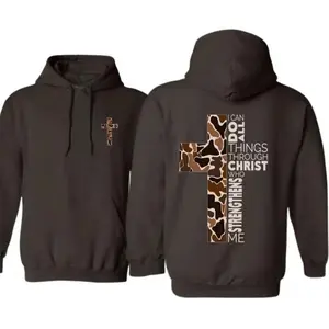 Christian Camo Cross Hoodie, Faith-Based Unisex Classic Fit Religious Hoodie