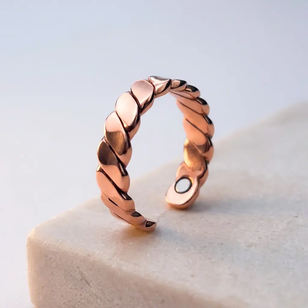 100% Pure Copper Magnetic Therapy Ring, Adjustable Copper Ring for Men & Women, Handmade Copper Jewelry