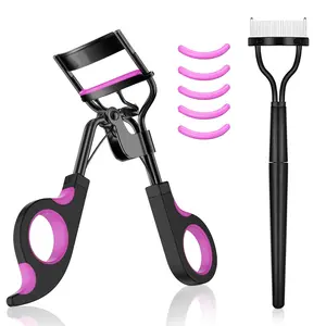 Professional Eyelash Curler Set, 1 Count Eyelash Curler & 5 Counts Replacement Strips & 1 Count Eyelash Comb, Makeup Tools for Women