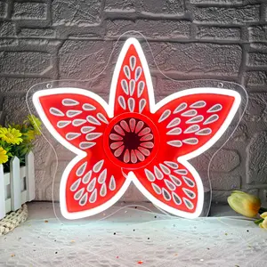 Strange Things Series Neon Carnivorous Plant Wall Art Illuminating Decoration Neon Light USB Plug Acrylic Material Soft Light Home Bedroom Living Room Bar Party Neon Light Ornament Gift Choice