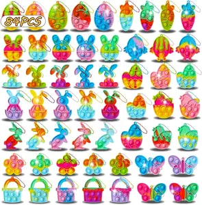 84PCS Easter Party Favors for Kids – Easter Egg Fillers & Basket Stuffers Bulk, Fidget Toys Pack, Classroom Prizes Box, Goodie Bag Stuffers, Treasure Chest Toys, Pop It Poppers & Bubbles for Toddlers Boys Girls