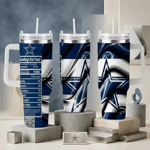 Cool Dallas Cowboys Car Tumbler Nutrition Facts Fan Gear Print Stainless Steel Insulated Mug With Handle Leakproof Travel Cup Gift For Football Fan