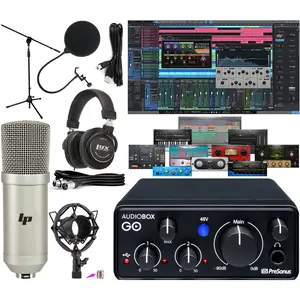 PreSonus AudioBox GO USB-C Recording Bundle – Interface, Condenser Mic, Headphones & Software