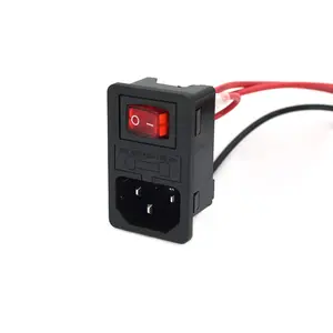 DEVMO 2pcs 10A 250V Rocker Switch Power Socket Inlet Module Plug 5A Fuse Switch with 18 AWG Wiring 3 Pin IEC320 C14 Connected Terminal Crimps and Wires