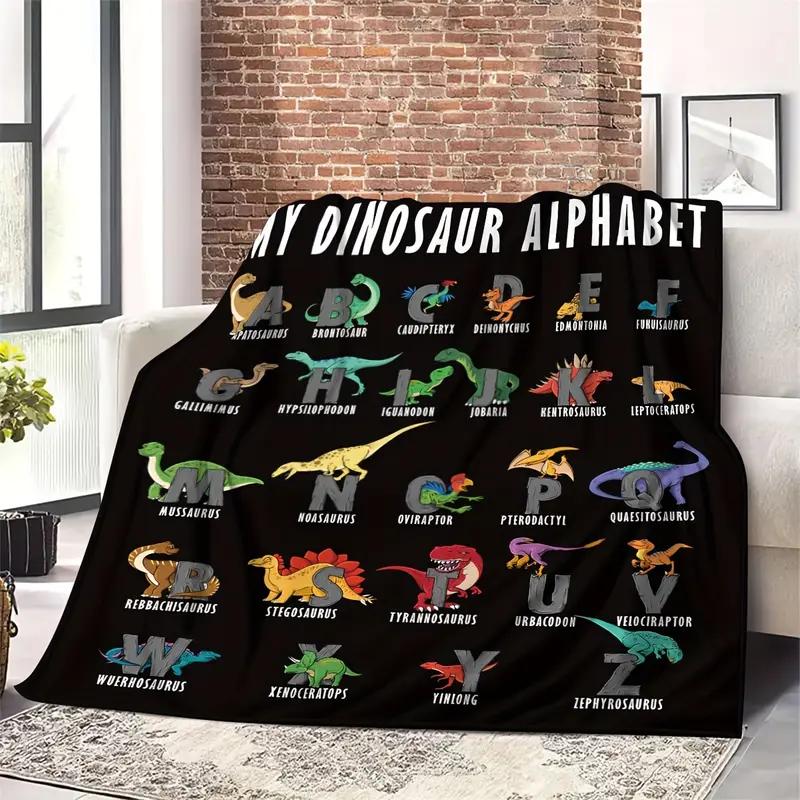 1 pc all-season dinosaur flannel blanket, 280 GSM — soft, cozy throw for travel, bed, sofa, and home decoration; a great birthday and holiday gift