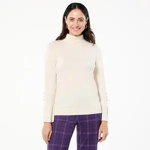 Iman Global Chic Flounce Cuff Turtleneck Sweater